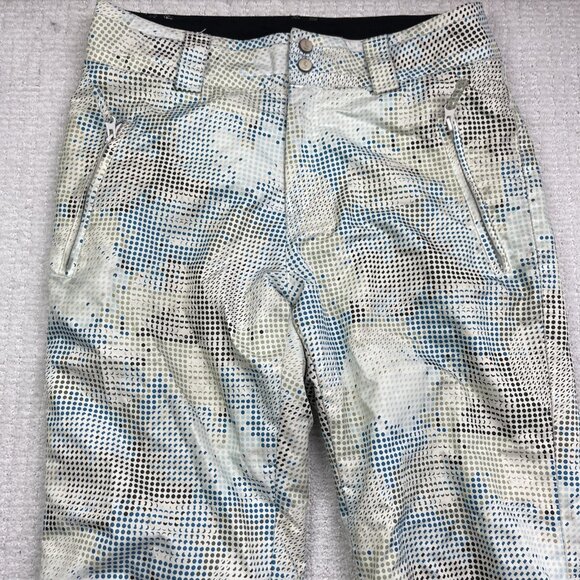 Lole White Snow Pants Women Sz M Trippy Geometric AOP Ski Snowboard Winter Gear - Picture 2 of 13